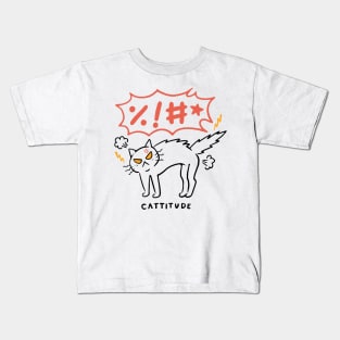 Cattitude Back Print Kids T-Shirt